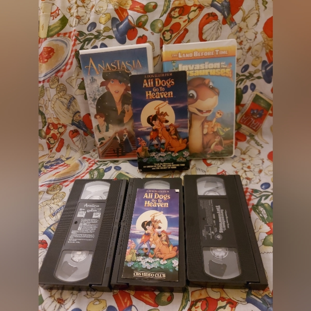 Don Bluth 3 movie VHS lot animated Anastasia all dogs go to heaven 90s